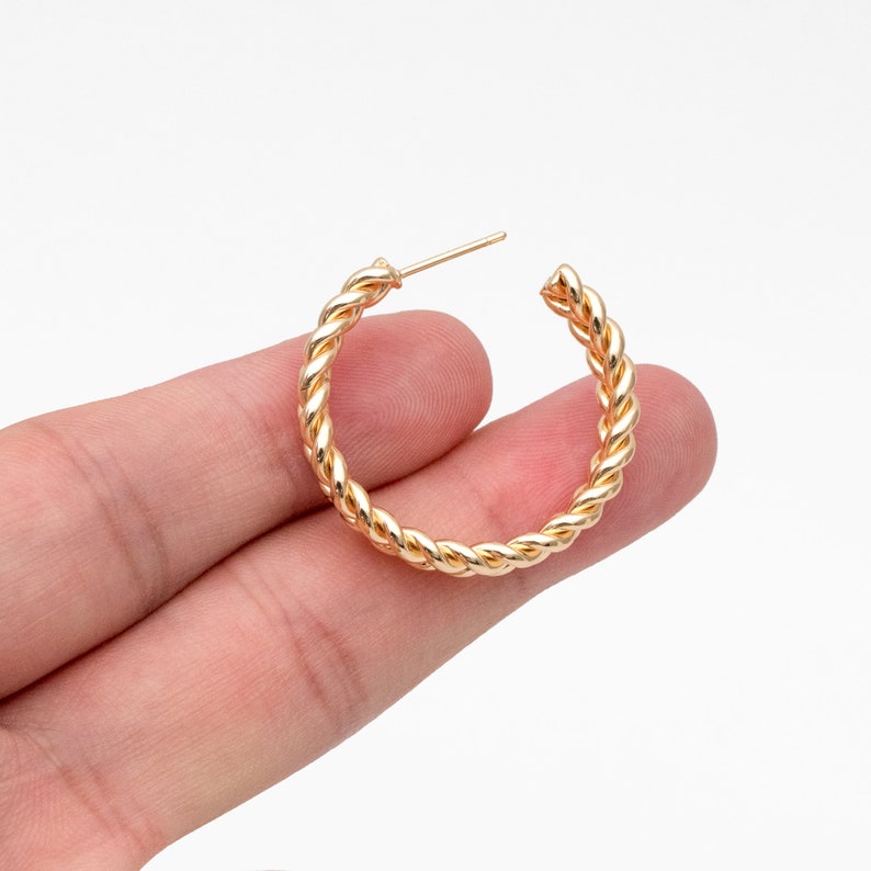 4pcs Gold Hoop Earrings 29mm, 18K Gold plated Brass, Round Circle Earring GB-3863 image 6