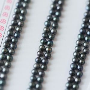 20 pares de cabujones de perlas de agua dulce negras de 2,5 a 3 mm pequeños, agujero medio perforado, tamaño pequeño -(PL56)