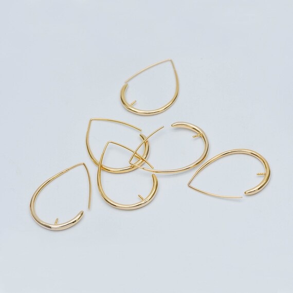 33x14mm 25pcs Kidney oval hoop shape earring wires earwires silver plated brass