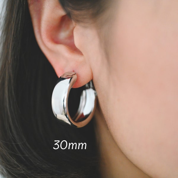 4pcs Gold Chunky Round Leverback Ear Hooks 30mm, 18K Gold plated Brass, Geometric Hoop Earrings (GB-3730)