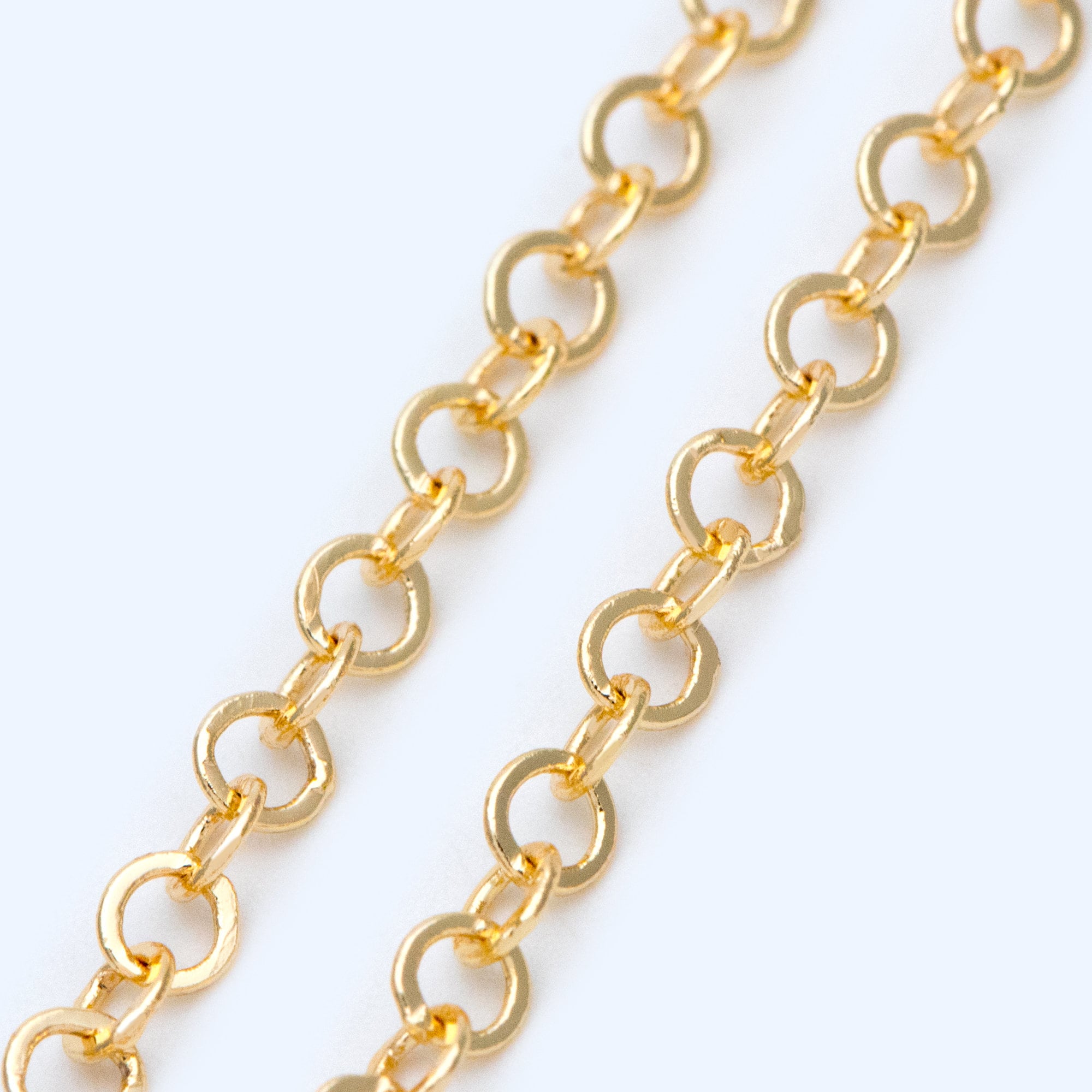 Gold Round Cable Chain 3.7mm 18K Gold Plated Brass Circle Etsy