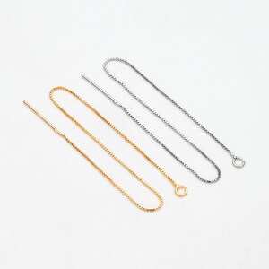 10pcs Gold/ Silver Threader Earrings, Box Chain Earwire Thread Wholesale, Totally 140mm Long  (GB-3503)