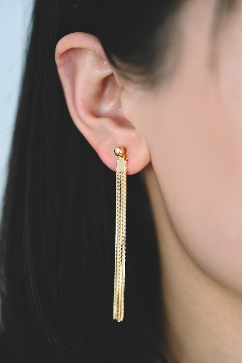 4pcs Chain Tassel Charms, Gold/ Rhodium plated Brass, Tassel Earring Components (GB-3523) image 10
