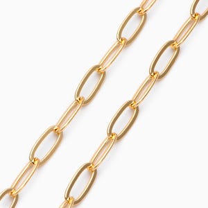Gold plated Brass Oval Chain, Gold Link Chain, 11x5mm, Flat Drawn Cable Chain, Oval Chain Bulk for Necklace (#LK-495)/ 1 Meter=3.3 ft