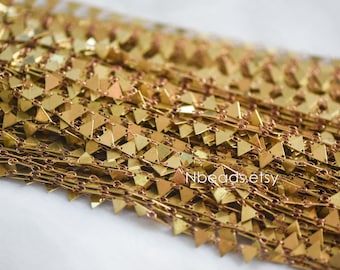 Unplated Brass Beaded Chain 7mm Triangle Flag (#LK-031)/ 1 Meter=3.3ft