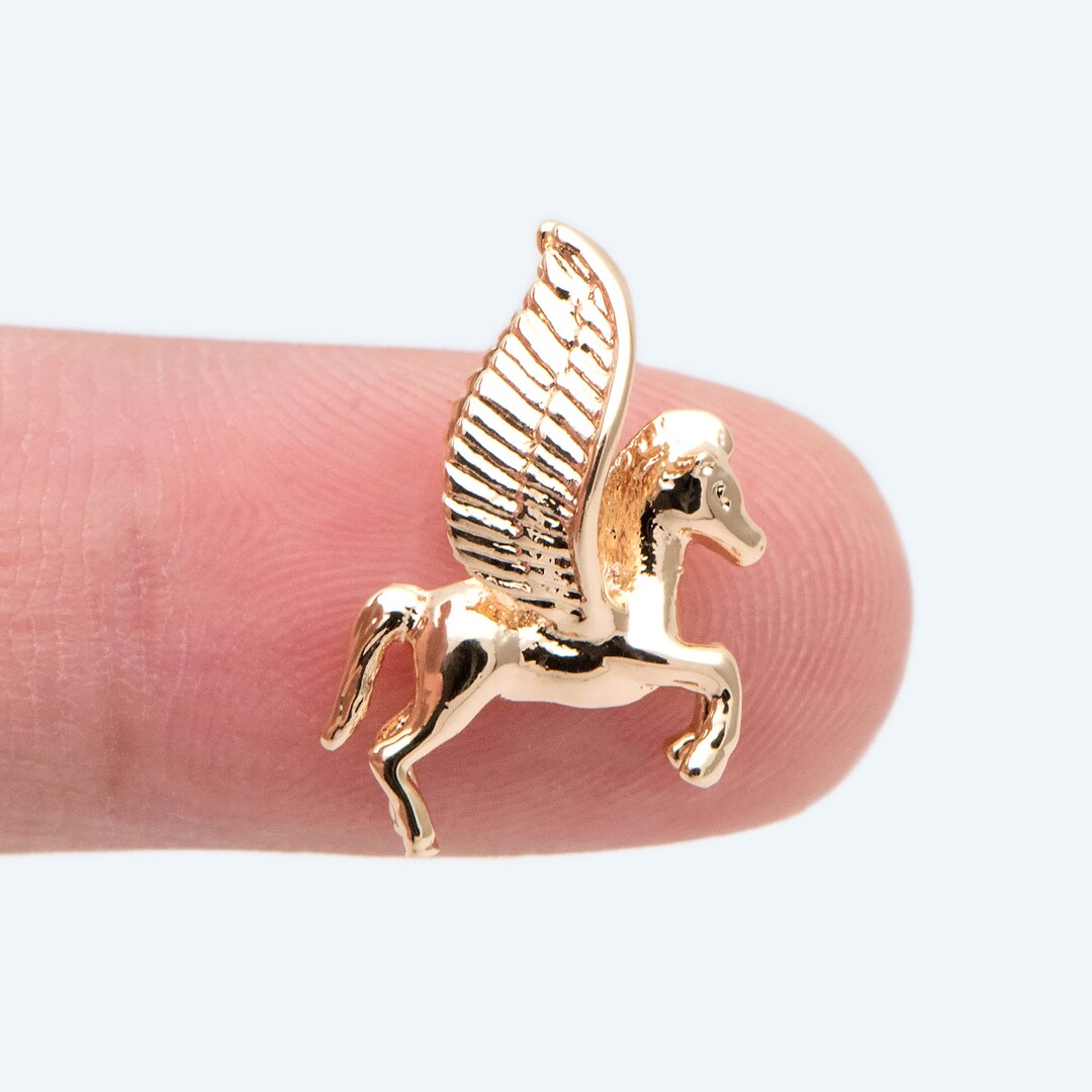 10pcs Gold Pegasus Charm Pendants, Earring Findings, Jewelry Making