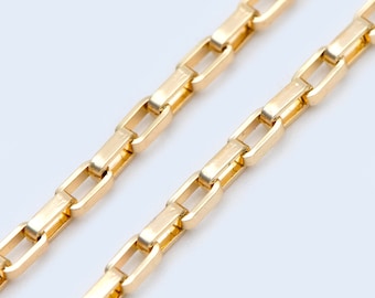 Gold plated Brass Box Chains 2mm, Box Chain for DIY Necklace Wholesale (#LK-332)/ 1 Meter=3.3 ft