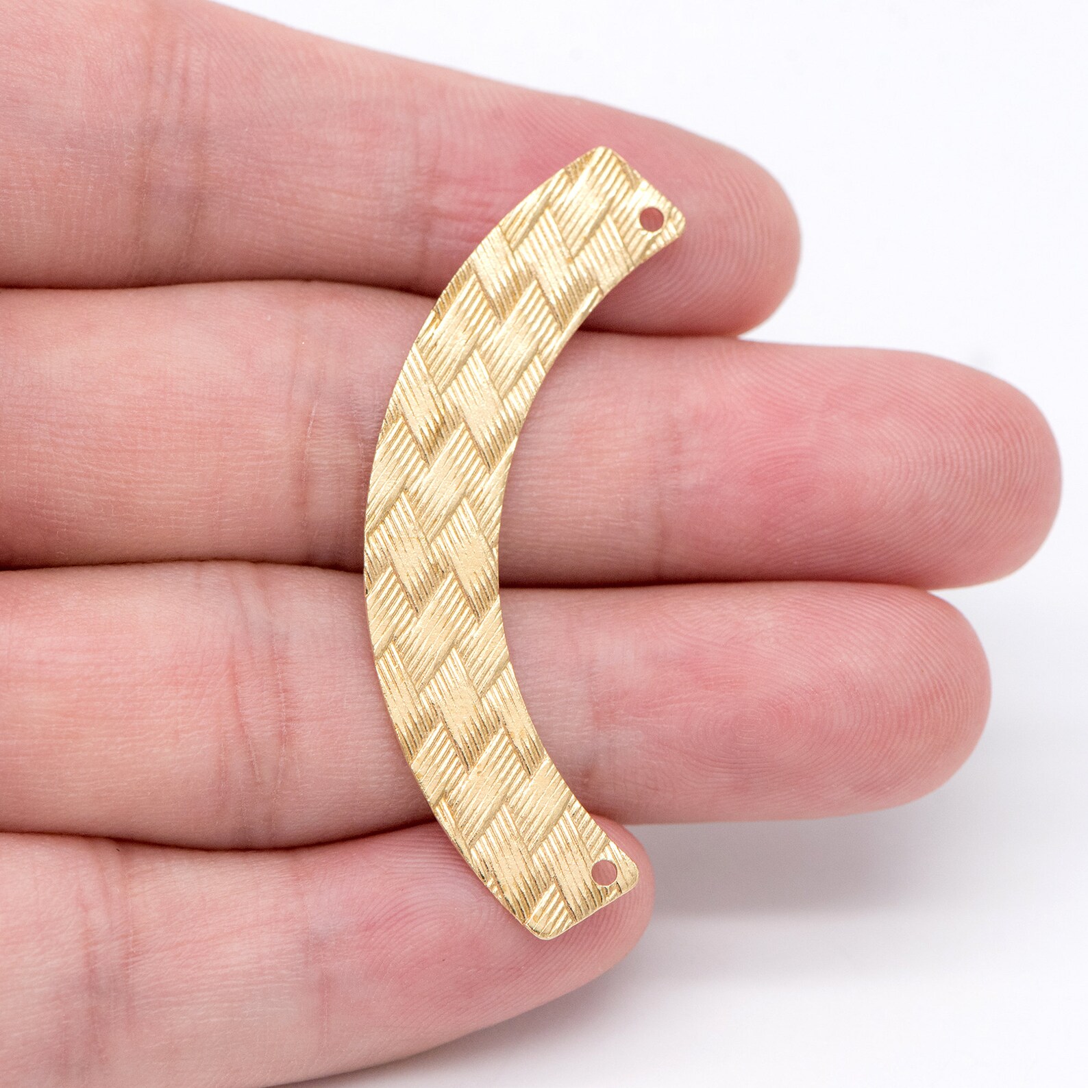 10pcs Raw Brass Curved Bar Connectors 47mm Solid Brass Charm Etsy