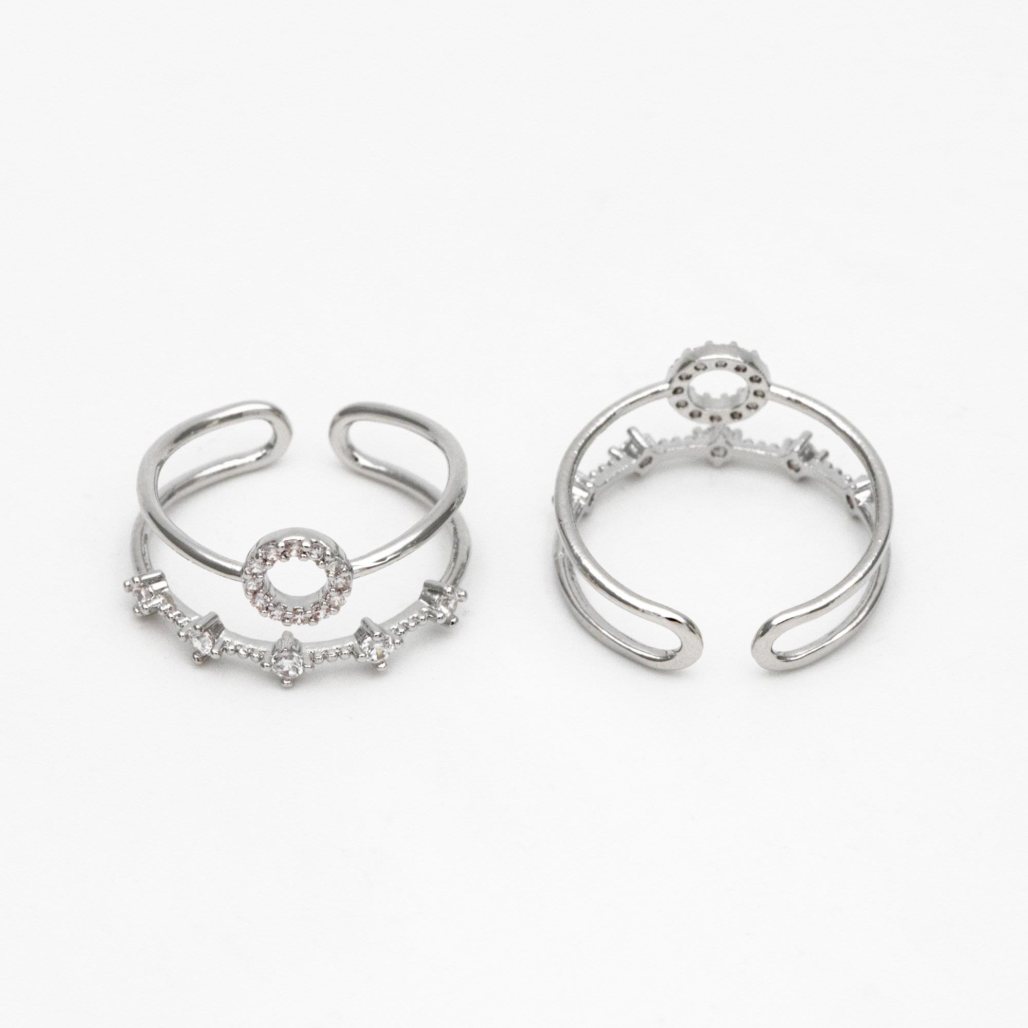 4pcs CZ Pave Double Band Circle Ring, Weeding Ring, Modern Style Ring ...