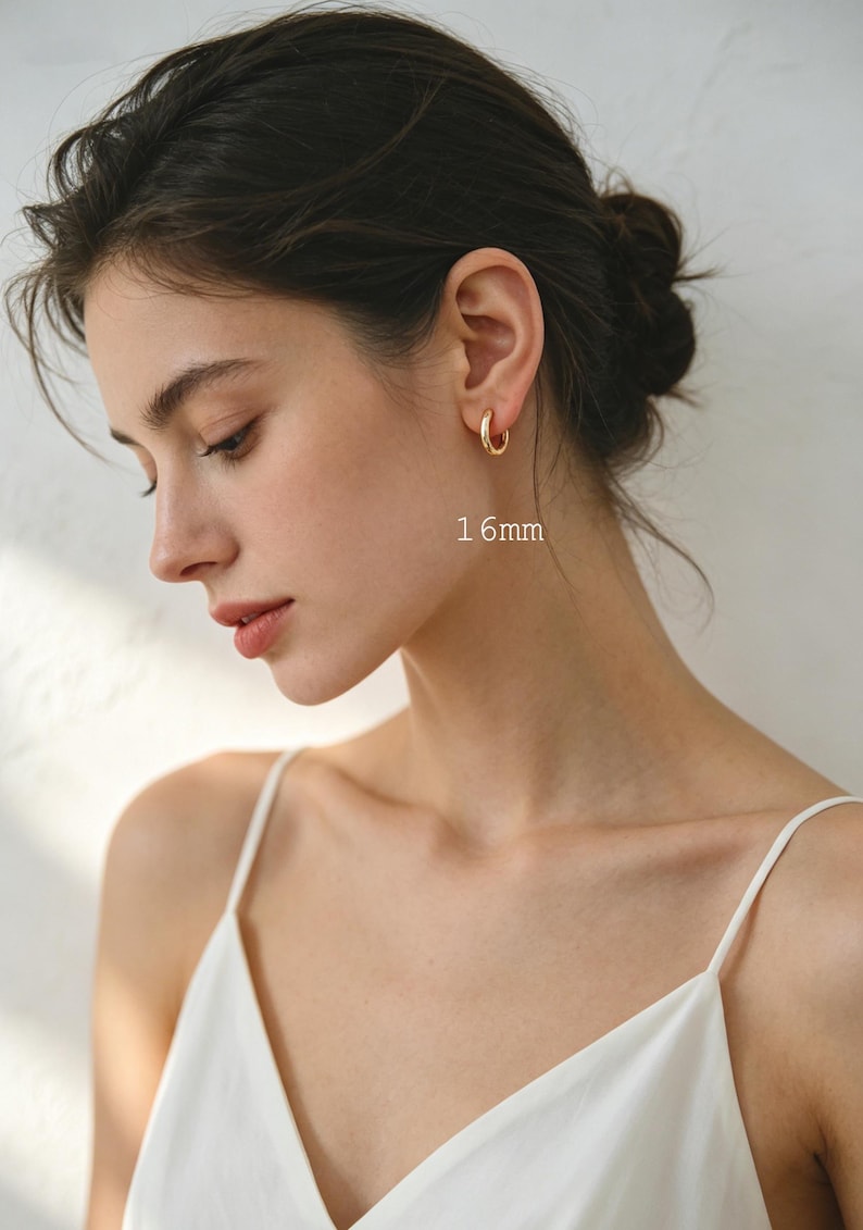 4pcs Gold/ Silver Chunky Hoop Huggies, 3mm Thick, 14/ 16/ 18/ 20/ 26mm, Stainless Steel Hoop Earrings, Minimalist Earrings (GB-2788) image 4