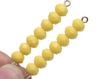 95pcs Crystal Glass Faceted Rondelle beads 4x6mm, Opaque Yellow (#BZ06-167)