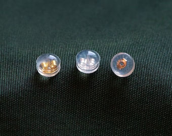 20pcs Sterling Silver Ear Nuts, Gold/ Silver / Rose Gold, Rubber Earring Back Stoppers 5.5mm, Earring Findings Wholesale (#CY-001)