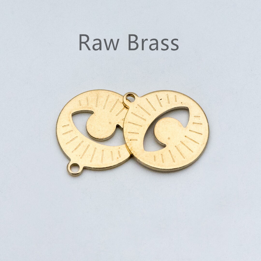 20pcs Raw Brass Eye Charm Pendants 15x17mm, Brass Findings Wholesale RB