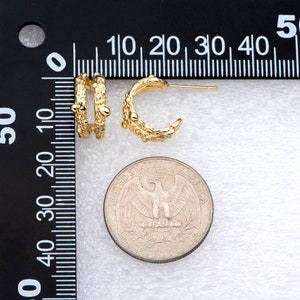 10pcs Gold Hoop Earrings, Round Huggie Hoops, Gold Textured Earrings, Gold Plated Earrings GB-2689 image 3