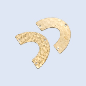 20pcs Raw Brass Fan Charm Connectors 34x21mm, Rainbow Shaped Brass Pendants Wholesale  (RB-194)