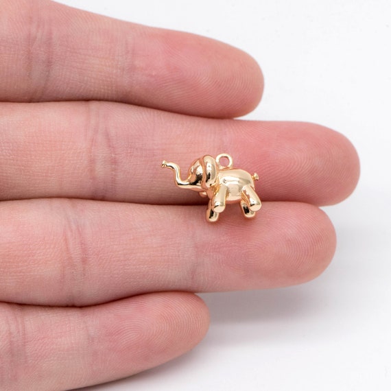 10pcs Gold Balloon Elephant Charm Pendant 16x11mm, Jewelry Making
