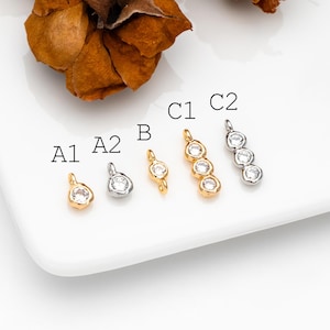 10pcs Gold/ Silver Tone Zircon Charms, Gold/ Rhodium Plated
