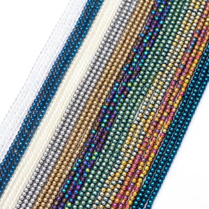 175pcs Smooth Round Glass beads 2mm, Metallic Color beads, 14&quot; Strand (GM-038)