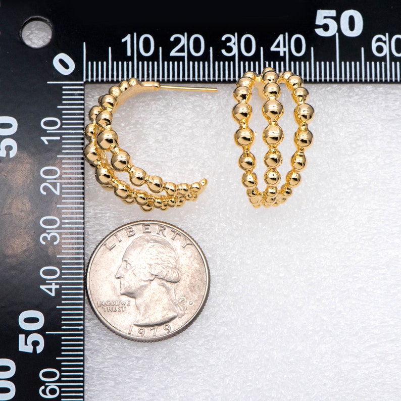 10pcs Gold plated Brass Ear Posts GB-1993 Geometric Loop Stud Earrings