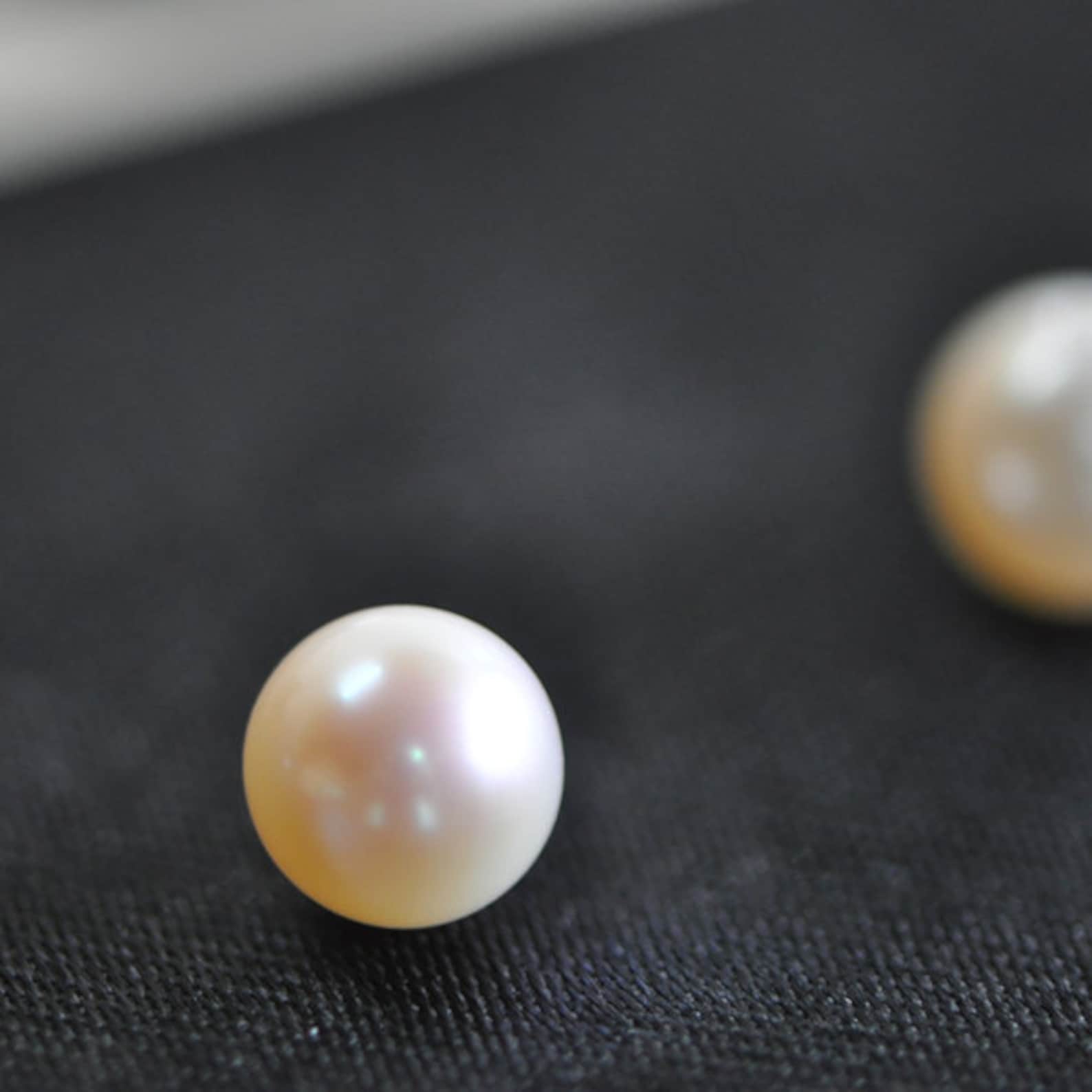 Round Freshwater Pearl White 6/ 7/ 8/ 9mm Half Drilled Pair Etsy