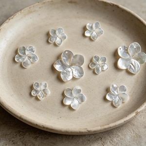 10pcs White Mother of Pearl Flowers 14/ 17/ 24mm, Top Side Drilled, Shell Plumeria Flowers for Earrings -(BK-016) image 4
