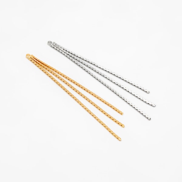 10pcs Chain Tassel Charms 62mm, Gold/ Rhodium plated Brass, Tassel Earring Components (GB-3523)