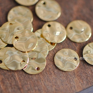 10pcs Hammered Disc Charms 8/ 10/ 12/ 16mm, Polished Gold plated Brass Coin Tags, Round Textured Coin Pendants GB-020 image 5