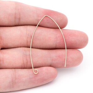 20pcs Gold Plated Brass Ear Hooks 39mm, Simple Big Earwires Earring ...