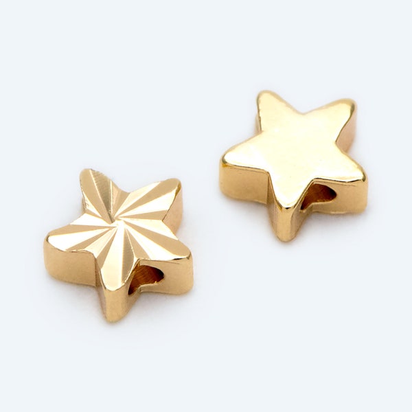 20pcs Gold Star Spacer Beads, Brass Spacer Beads, Gold Stars, Small Star Spacers, Star Beads, Star Spacer Beads (GB-1935)