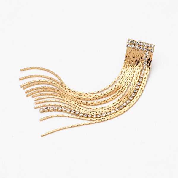 4pcs CZ Pave Chain Tassel Earrings, Long Tassel Stud Earring, Gold Dangling Earrings, Minimalist Earrings (GB-3556)