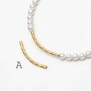 20pcs Gold/ Silver Tone Curved Tube Beads,   Metal Bar Spacer Beads (GB-046)