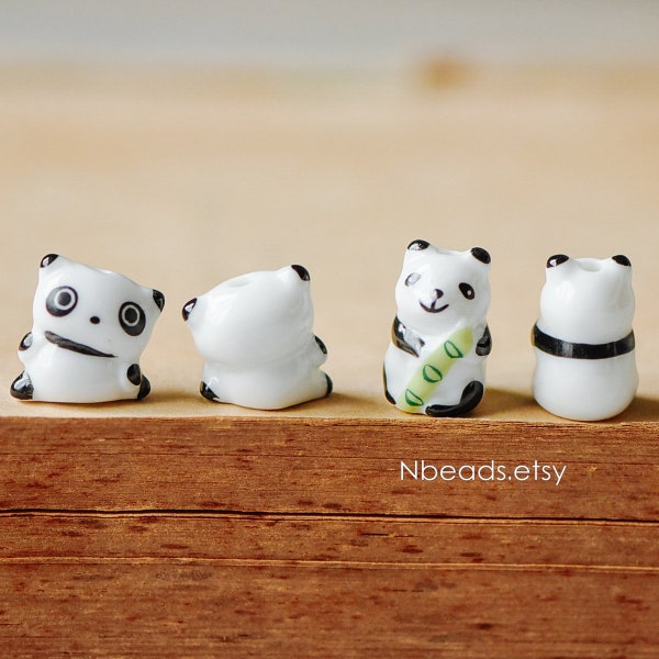 10pcs Ceramic Panda beads, Kawaii Porcelain Panda, Lovely Animal Beads -(TC-137)