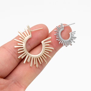 10pcs Gold/ Silver Tone Sun Round Earrings 20/35mm, Gold/ Rhodium plated Brass Sun Jewelry, Sun earrings (#GB-1227) image 9