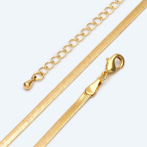 Flat Snake Chain Braceket/ Necklaces, Adjustable with Extender Chain, Ready to Wear (#LK-488)