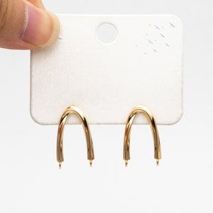 4pcs Gold Twist Bar Stud Earrings with 2 Loops, U-shaped Ear Posts, Simple Ear Wire Findings GB-3857 image 5