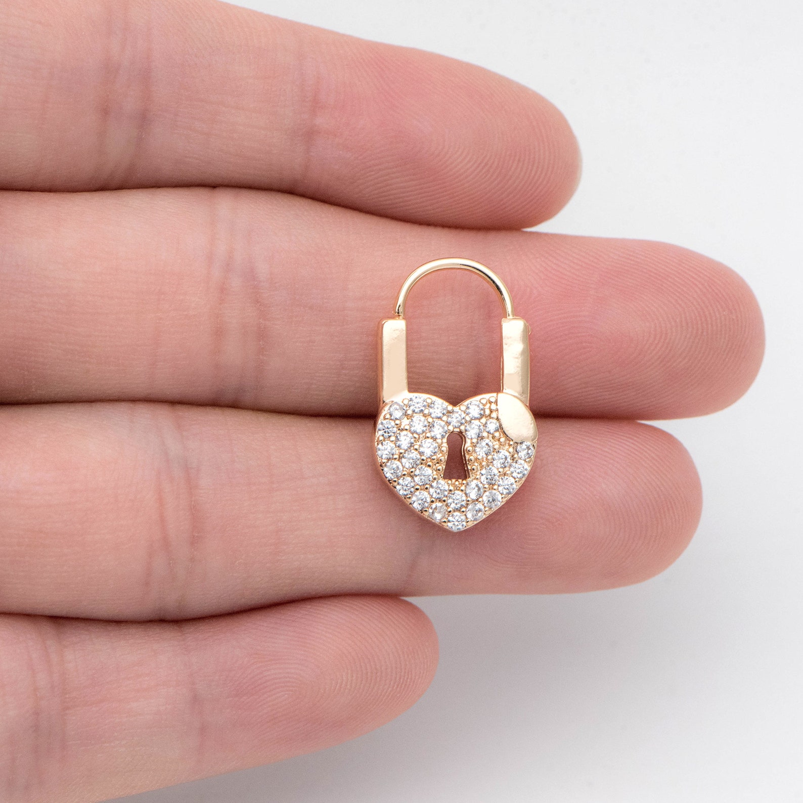 4pcs CZ Paved Gold Heart Shaped Padlock Earrings Lock Etsy