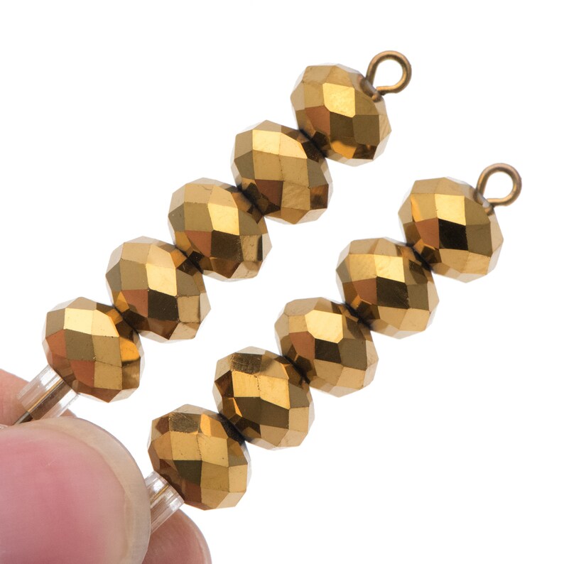 Faceted Rondelle Crystal Glass Beads 6x8mm Brass Gold Etsy