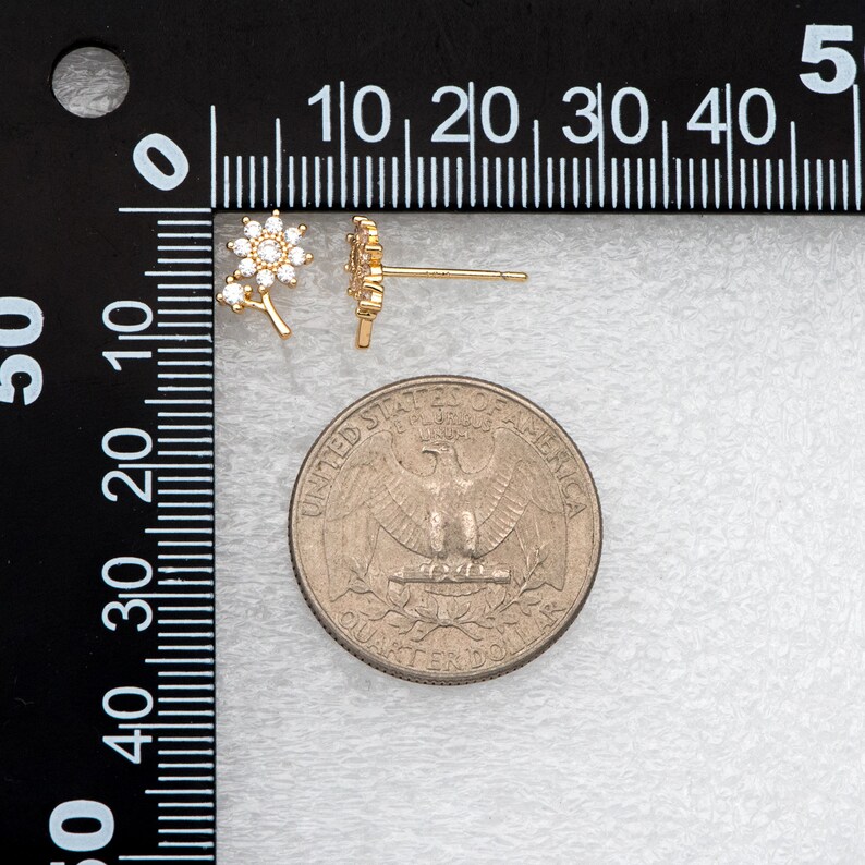 4pcs CZ Paved Gold Flower Earring Gold Plated Brass Jewelry Etsy