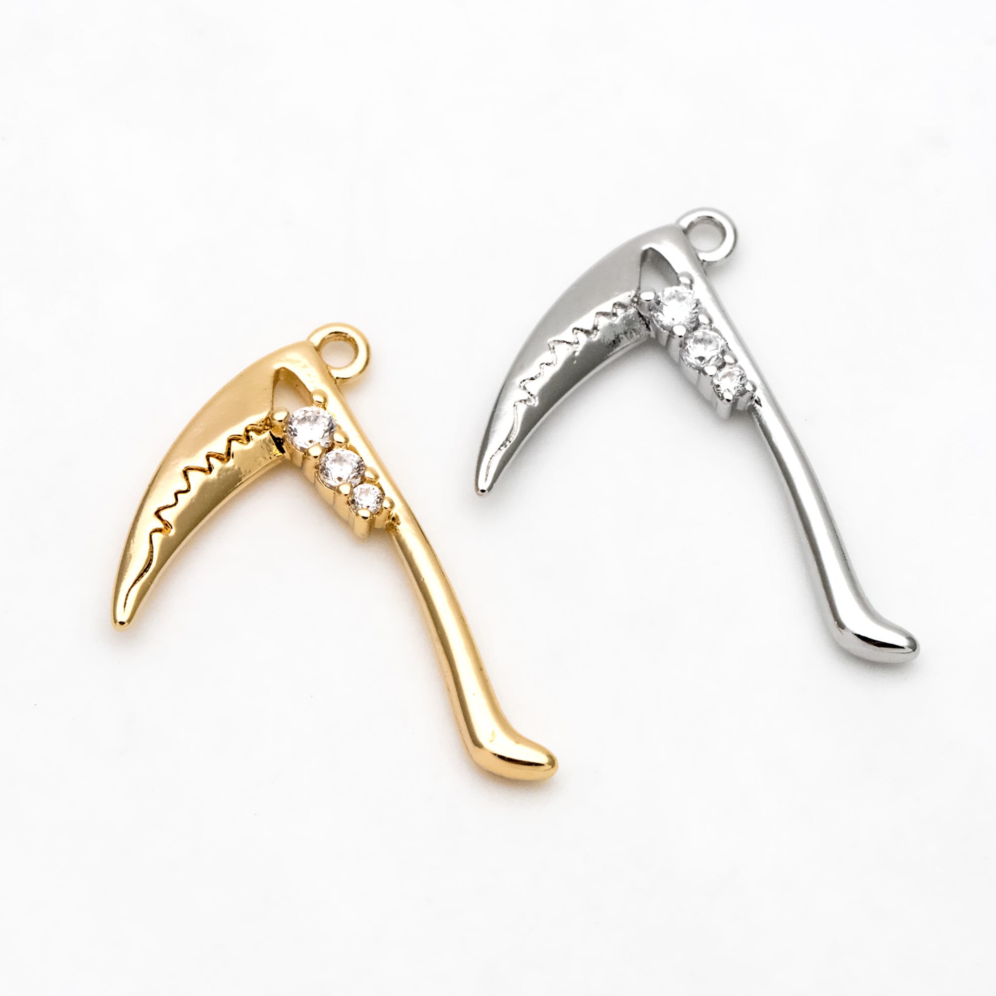 4pcs Gold/ Silver Scythe Pendant, Gothic Amulet, Witchcraft Wicca