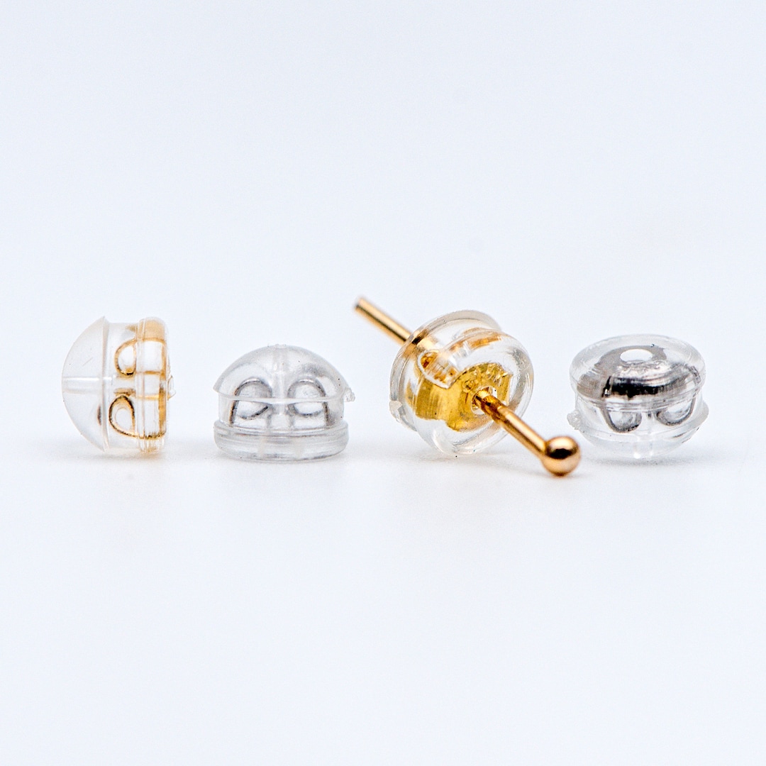 20pcs Gold /silver Tone Ear Nuts 5mm, Earring Back Stoppers With Rubber ...