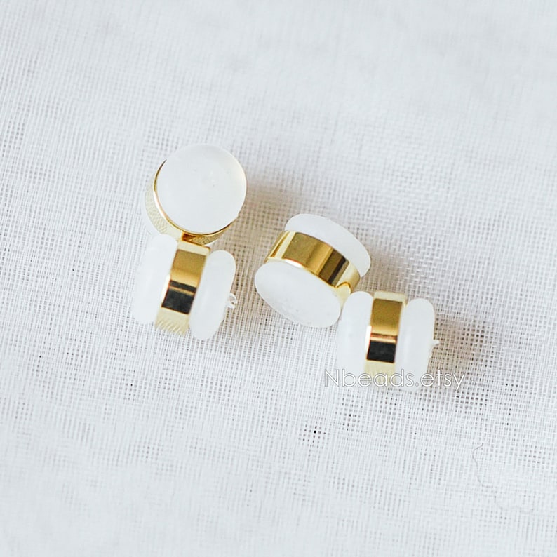 20pcs Rubber Ear Nuts, Earring Back Stoppers 5.5mm, Gold/ Silver/ Rose Gold, Earring Component Findings (#GB-651-B) Gold