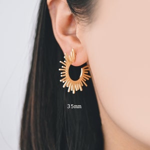 10 stuks goud-/zilverkleurige zon ronde oorbellen 20/35 mm, goud/gerhodineerd messing zonsieraden, zonoorbellen (#GB-1227)