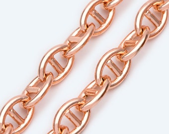 Rose Gold Oval Chain, Link Size 6.8x10mm, Craft Chains Findings for Bracelets, 18K Rose Gold plated Brass (#LK-486)/ 1 Meter=3.3 ft