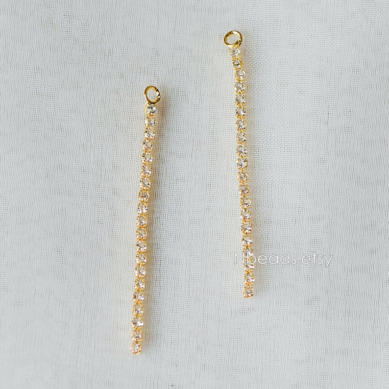 10pcs CZ Pave Gold Chain Charms 43mm Earwire Thread Pendants GB-286 Earring Threader Components