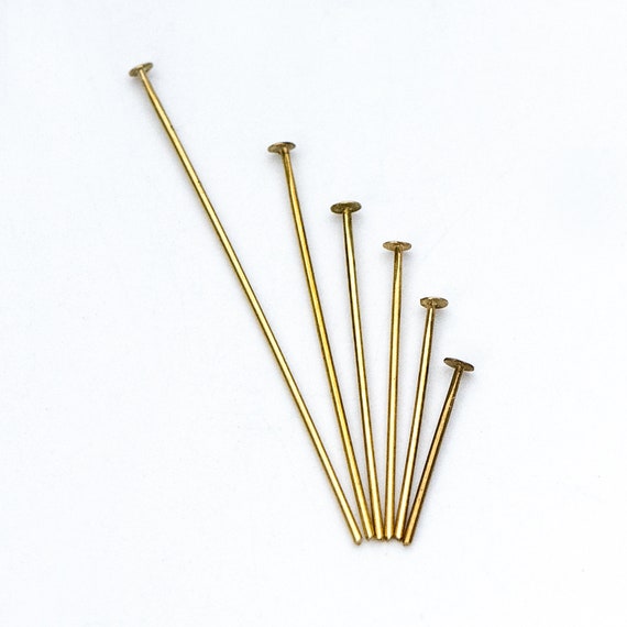 100pcs Raw Brass Head Pins 0.7mm21 Gauge Yellow Brass Etsy