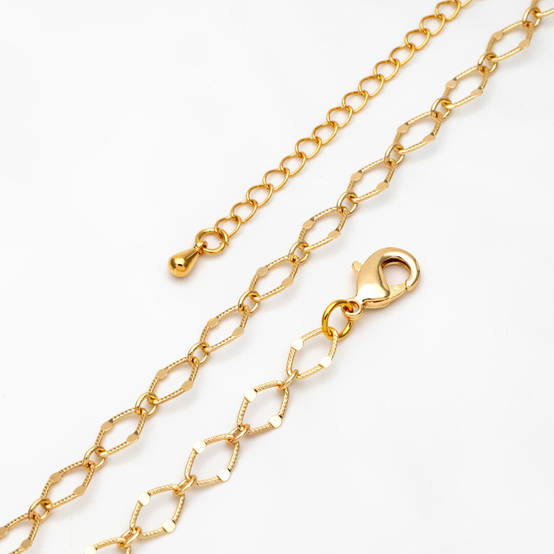 Single Loop Cut Chain Dainty Gold Flat Oval Loop Chains, Finished Bracelet/ Anklet/ Necklace ...