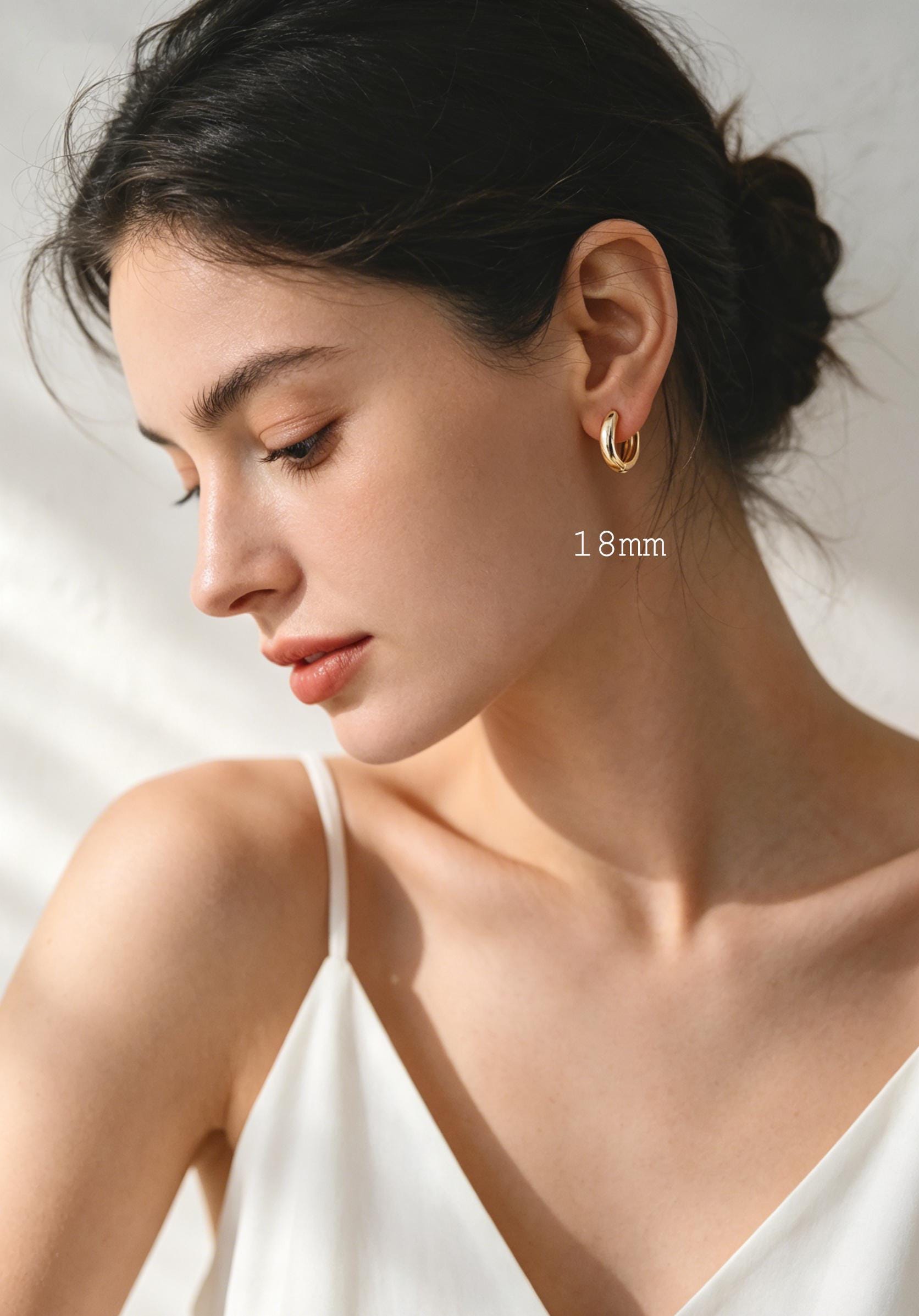 ゴールド/シルバートーンフープイヤリング 10個入り、14/16/18mm 