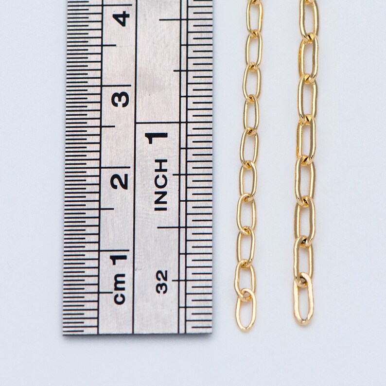 Gold plated Brass Oval Cable Chains, 2.4/ 2.8/ 3mm Wide, DIY Chain Findings Wholesale LK-287/ 1 Meter3.3 ft 画像 2