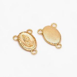 10 conectores dorados de la Virgen María, dije de la Virgen de Guadalupe para bautismo católico, medallón de joyería religiosa artesanal (GB-4395)