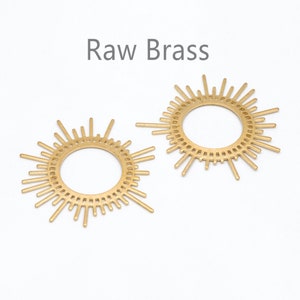 10pcs Raw Brass Sun Charm Pendants 45x42mm, Brass Findings Wholesale  (RB-234)